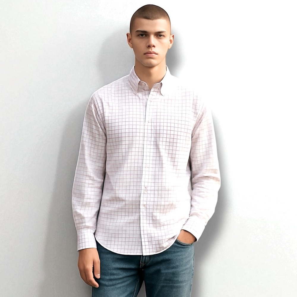 Levi's Plaid Shirt 100% Cotton Check Button-Down White Red Blue Men’s Size L